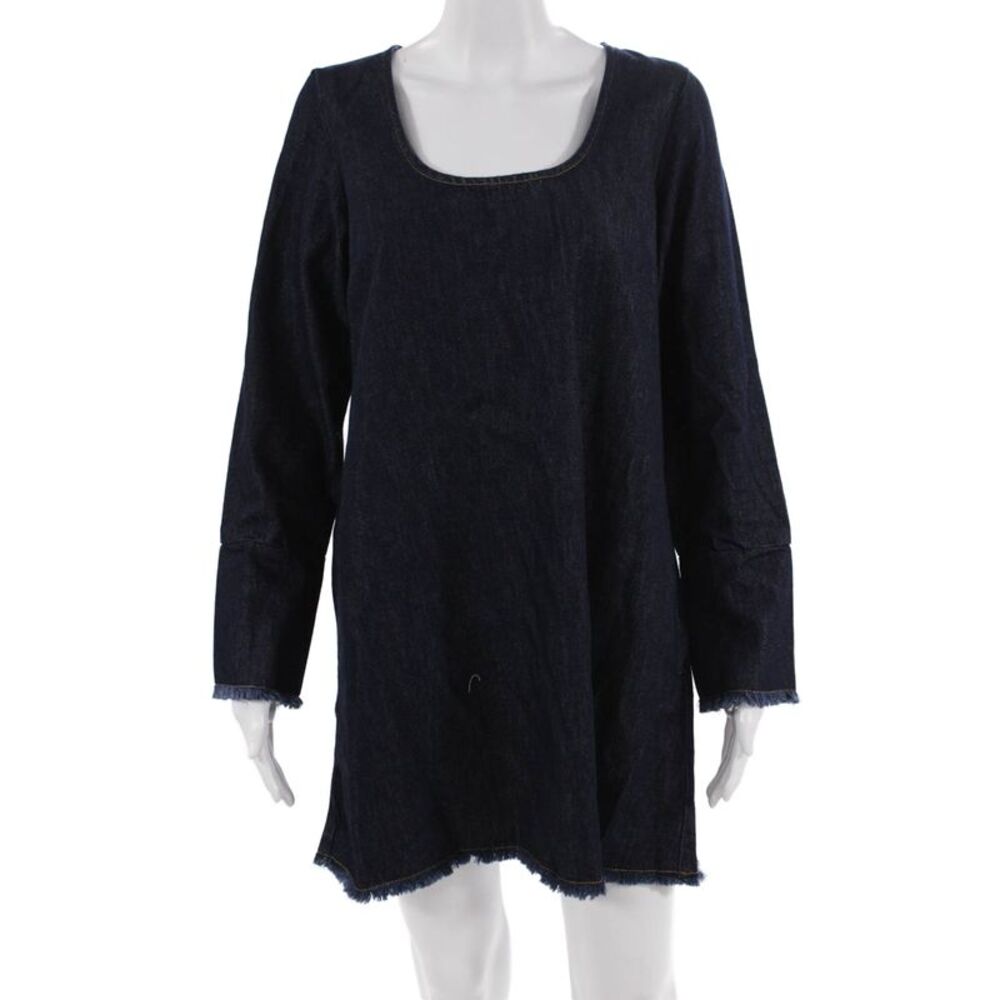 Aligne Women Shift Dress Dark Blue Square Neck Long Sleeve Size 6